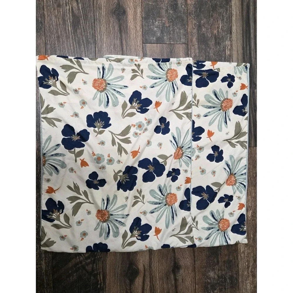 2 OPAL HOUSE Blue Aqua Teal Floral Reversible VELVET Standard Pillow Shams SET